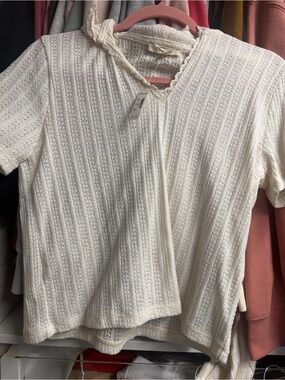 Madewell Cream Short-Sleeve Knit Top